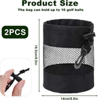 pieces - 14*14*16.5 cm - golf ball storage bag - golf bag - nylon mesh ball bag - with drawstring - golf ball sack - golf storage - mesh bags for golf accessories - black