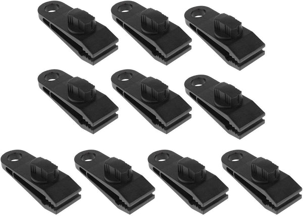 10 pieces - 2.6*8.3*3 cm - tent clips - tarp clips - clips for outdoor awnings - clips for sun sails - clips for tent tarpaulins - awning accessories - black