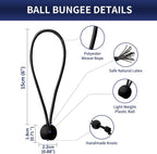 50 pieces - 6 inch - Elastic rope - Elastic cord - Tensioning elastic - tension cord - ball bungee cords - with balls - reusable - for golf nets, soccer goals, camping, tent poles, tubing - black - 150*22 mm