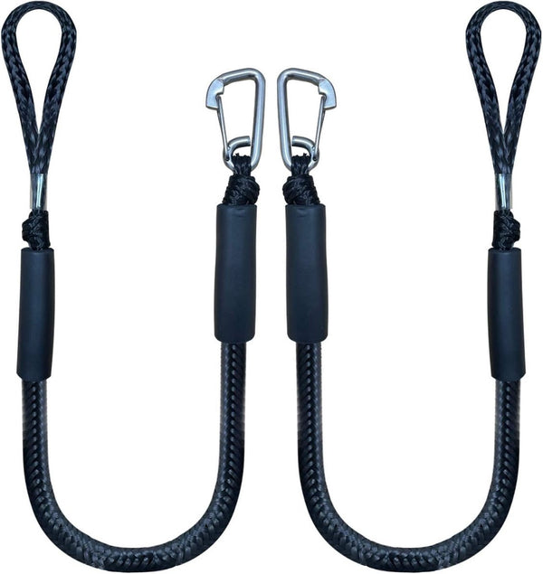 Black Bungee Boat Dock Line with Hook Rope