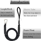 Mooring Rope Boat Equipment - 2 Pieces - Extendable 1.2 - 1.7M - Mooring Rope for Boats - Black - Mooring Rope - Boat Rope - Boat Accessories for Boats Dock - Dock Line with Hooks - For Boats, Kayaks, Jet Skis, Pontoons, Canoes