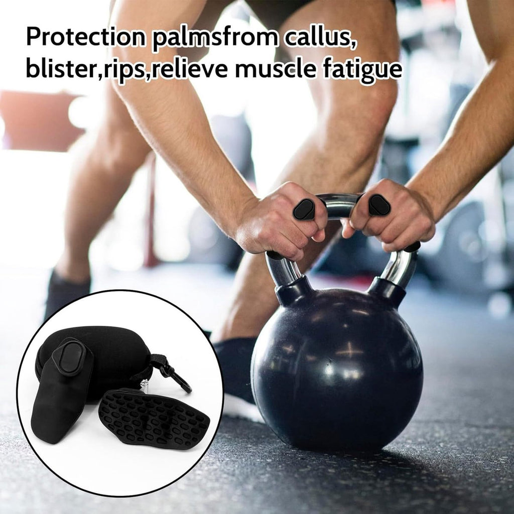 Fitness Strength Training Grips - Pack of 2 - Rubber Gym Weightlifting Non-Slip Exercise Grips - Deadlift Straps - Lift Straps - Strength Training - Fingerless Weightlifting Grips - Non-Slip Palm Protectors - Black