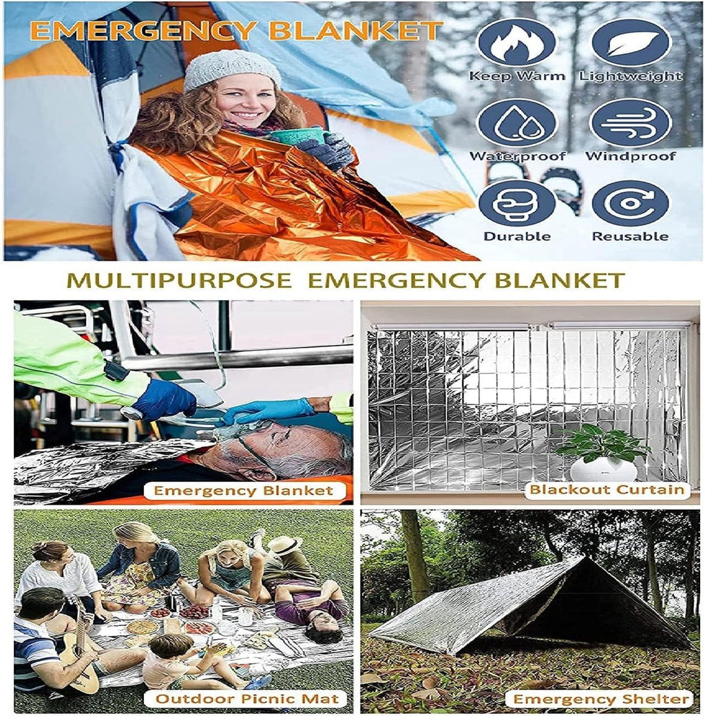 Emergency kit - 2 pieces Foldable water jerry can 5 and 10 liters - 2 pieces Emergency blanket 160x210cm - combination - survival blanket - thermal - Survival Kit - water reservoir for emergency - for outdoor, hiking, camping