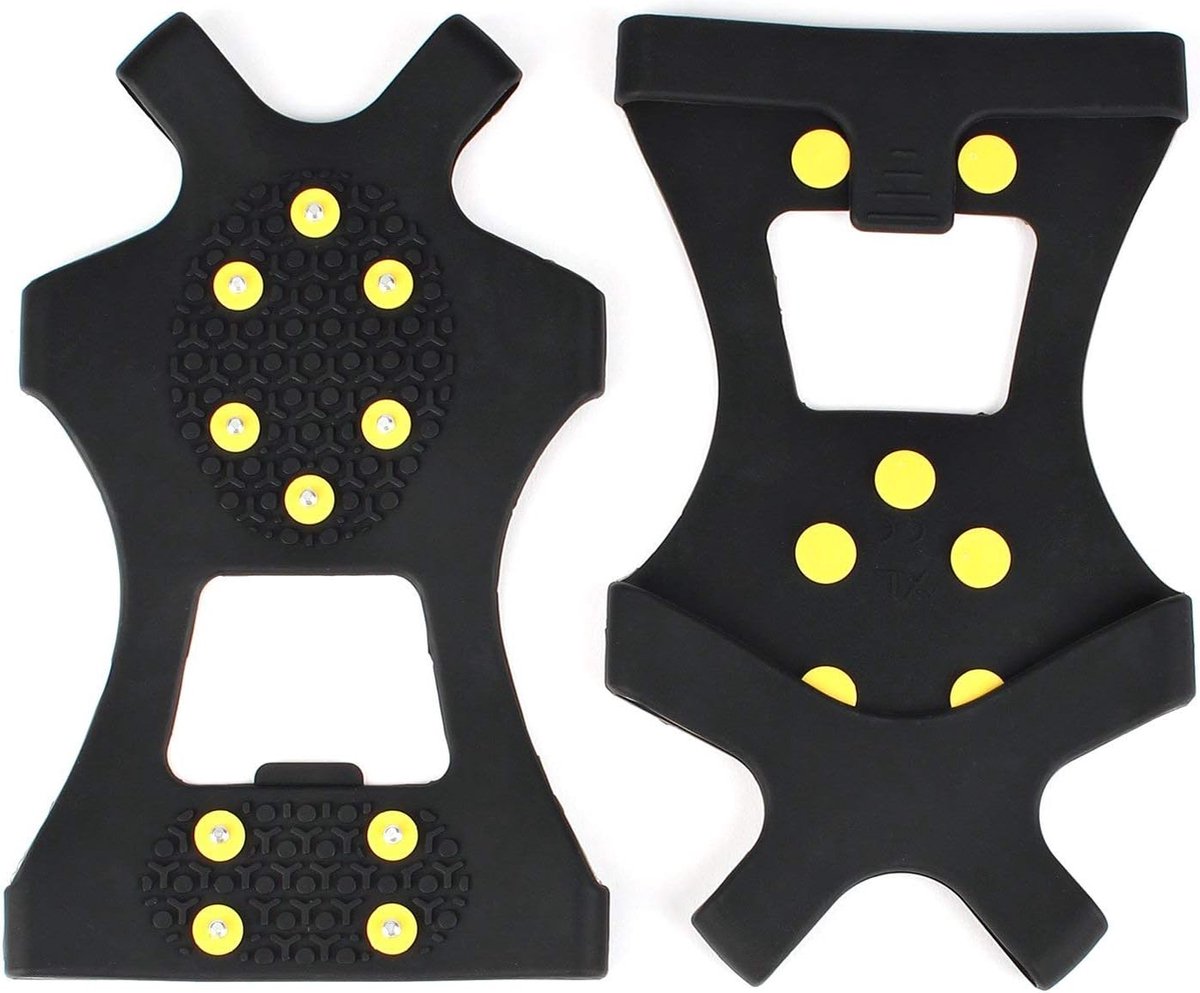 Snow grips over shoes/boots 10 studs Ice Traction Universal Slip on Stretch Fit Snow and Ice, Snow Cleats Crampons Ice Spikes Snow Grips for Winter - M (36-40)