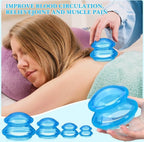4-piece Cupping cup - Cupping cups - silicone cups - Cupping Set - Cupping For Cellulite - vacuum cup - For reducing cellulite anti-aging relieves pain and joints for buttocks, neck, body - blue