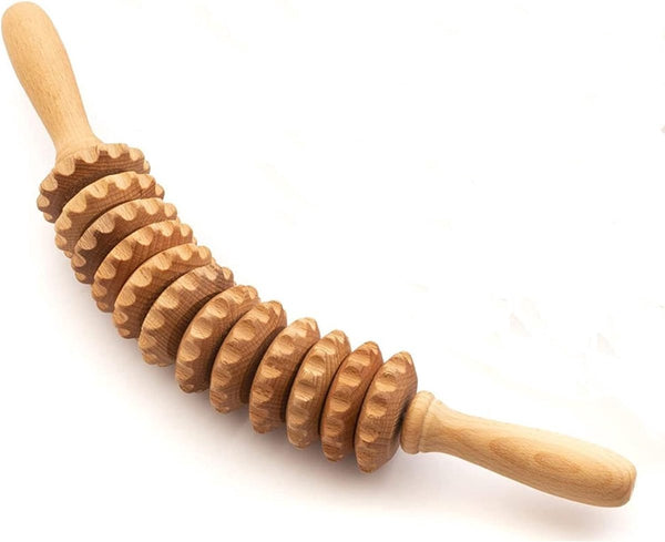 Curved Wooden Massage Roller For Back, Neck, Shoulder