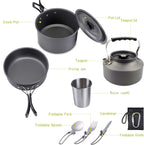 Cookware - 9-piece - for camping, outdoor, hiking, picnic, BBQ, foldable camping pans - safe and BPA - Suitable for 2-3 people camping pan set