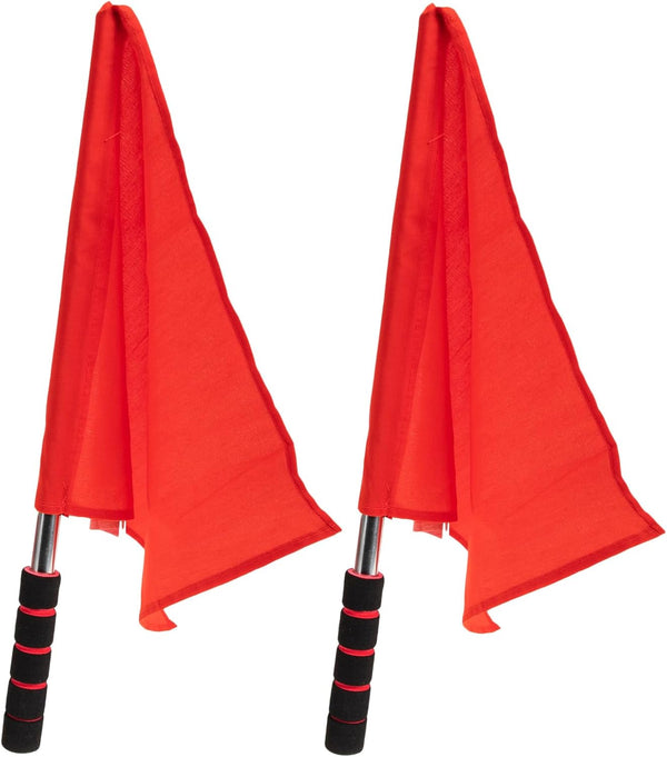 2Pcs Lightweight Stainless Steel Hand Flag for Referee - Red
