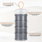 4PCS Protein Powder Container with Funnels Stand, 4 Stackable Non-Spill Protein Powder Dispenser On the Go Portable Leakproof Snack Storage Container for Travel Workout Fitness (Gray + White)