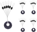 240 Pieces Middle-Sized Fishing Rubber Bobber Beads Stoppers 6 in 1 Black Float Sinker Stops