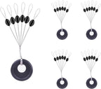 240 Pieces Middle-Sized Fishing Rubber Bobber Beads Stoppers 6 in 1 Black Float Sinker Stops