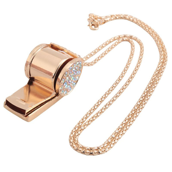 Metal and Rhinestone Crystal Whistle with Key Ring for Referees, Coaches