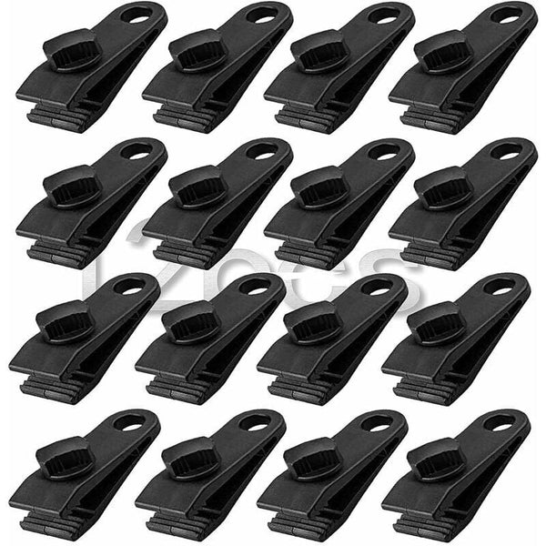 DEBUNS Heavy Duty Tent Clamps, 12 pcs Black Instant Awning Clamp for Tent Tarpaulin Caravan Garden Shelter