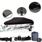 16-18ft Boat Cover Trailerable Marine Grade 600D Black