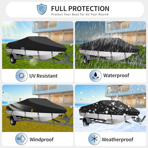 14-16FT：530cm*290cm Boat Cover Trailerable Marine Grade 210D grey