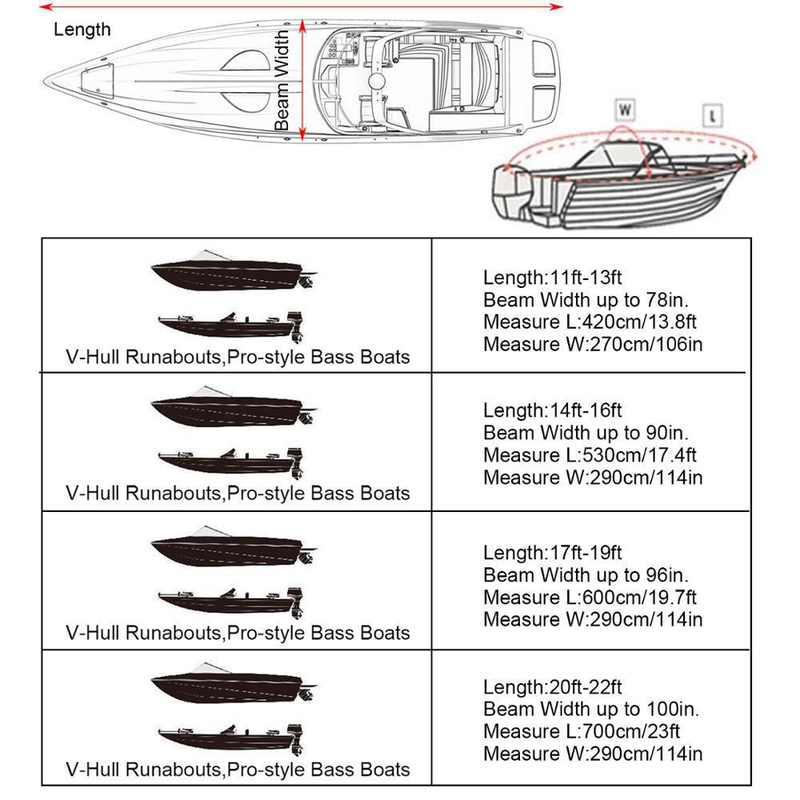 20-22FT：700cm*320cm Boat Cover Trailerable Marine Grade 210D grey