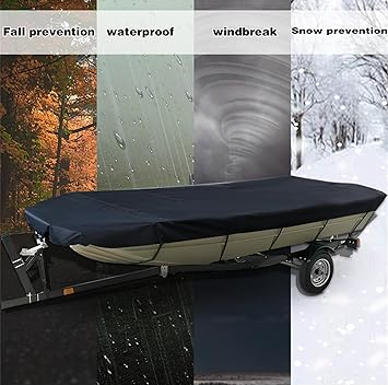 Square Boat 17-20FT (625cm × 360cm):Boat Cover Trailerable Marine Grade 210D grey