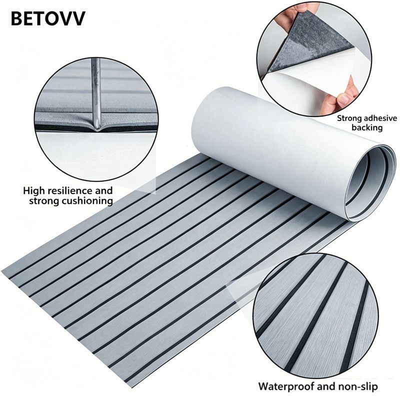 EVA Foam Boat Flooring Mat Decking Sheet 240*30*0.6cm Light Grey