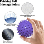 Massage Balls (Set of 2) - Trigger Point Balls - Massage Balls with Relief Points - Pointed Balls - Hedgehog Balls - Massage Balls - Trigger Point Exercise Balls - For Massaging Hand, Leg, Shoulder, Hip and Foot Muscles (Green/Purple 7.5 cm)
