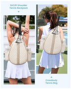 Backpack - Sports Bag - Tennis Bag - Shoulder Bag - Lightweight - Multifunctional - Women's Sports Bag - Men's Sports Bag - Suitable for carrying tennis rackets, tennis balls and badminton shuttlecocks - Large Capacity - Beige