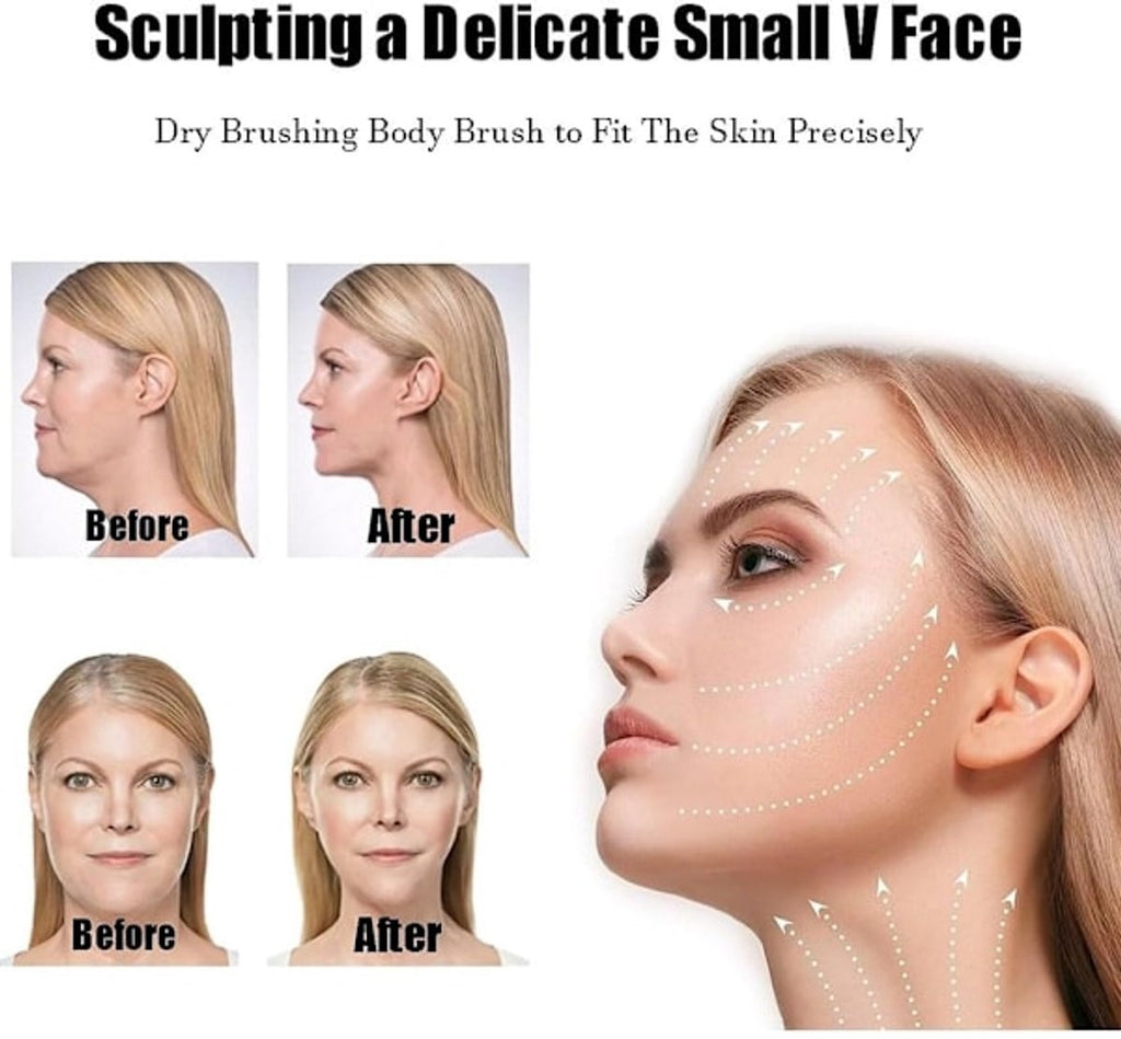Lymphatic Drainage Facial Brush - Lymphatic Drainage Facial Massage - Chin and Jawline Modeling - Dry Facial Brush