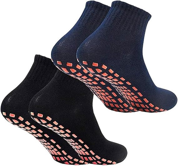 Yoga Socks - 2 Pairs of Non-Slip Socks - Barefoot - Yoga Socks - Non-Slip - Pilates - Home - Socks with Embossed Dots - Black - Navy Blue