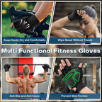 Fitness Gloves - Sports Gloves - Fingerless Gloves - Running Gloves - Unisex - Breathable and comfortable - With wrist support - Suitable for weightlifting, cycling, rowing and fitness training - Black, size L