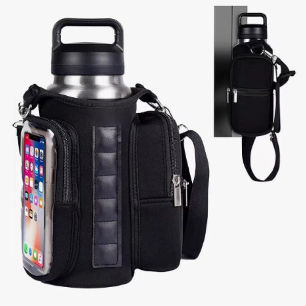 Magnetic Sports Bag with Adjustable Shoulder Strap - Includes Water Bottle Holder and Pocket - for Sports, Workouts, Travel & Work（Black）