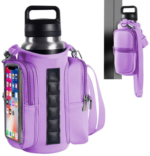 Magnetic Sports Bag with Adjustable Shoulder Strap - Includes Water Bottle Holder and Pocket - for Sports, Workouts, Travel & Work（Purple）