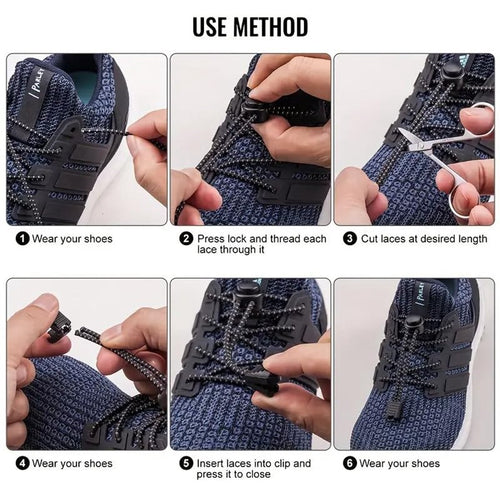 120cm Sneaker Laces with Strong Buckle and Quick-release Function - Black