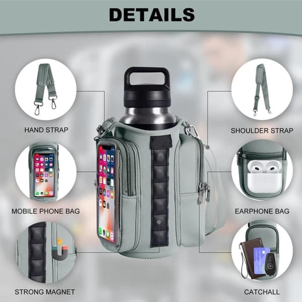 Magnetic Sports Bag with Adjustable Shoulder Strap - Includes Water Bottle Holder and Pocket - for Sports, Workouts, Travel & Work（Blue）