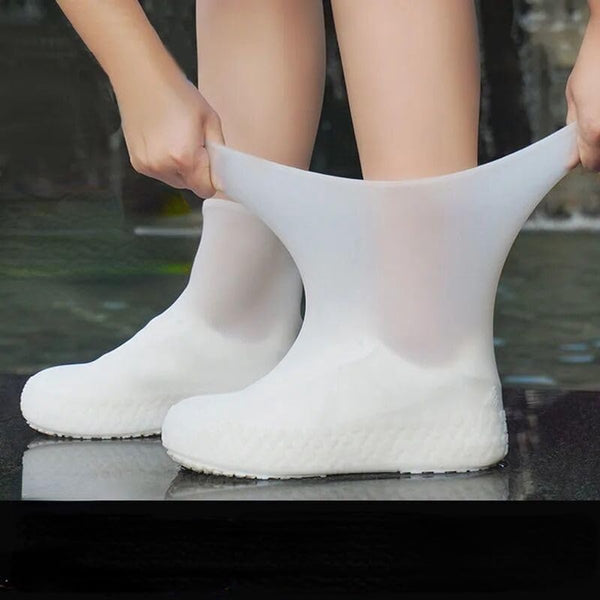 1 Pair - Waterproof Silicone Overshoes (White - Size L)
