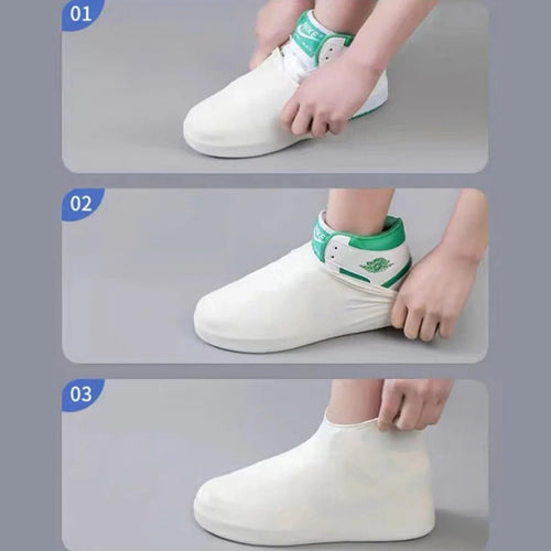 1 Pair - Waterproof Silicone Overshoes (White - Size L)