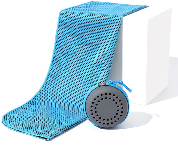 Quick-Drying Cooling Towel for Sports with Storage Box - (30x60 cm Kid Size)Sky Blue