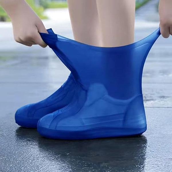 1 Pair - Waterproof Silicone Overshoes (Blue - Size M)