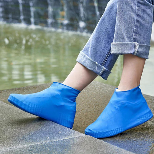 1 Pair - Waterproof Silicone Overshoes (Blue - Size M)