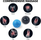 Massage Balls - (Pack of 3) - Trigger Point Massage Balls - Massage Balls with Soothing Points - Pointed Balls - Hedgehog Balls - Trigger Point Exercise Balls - For massaging leg, shoulder, hip and foot muscles (Blue/Black 7.5 cm)