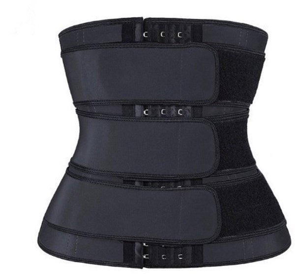 Women Sweat Reducer Training Belt - Sweatband - Waist Trainer - Slimming Belly Band - 3-Row Closure & Breathable Material - Extended Sizes (S to 6XL) - Black, XXXL