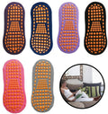 6 pairs - with anti-slip granules - trampoline socks for the playground - anti-slip floor socks (black + heather grey + lotus root powder + khaki + purple + blue)