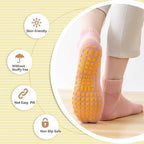 6 pairs - with anti-slip granules - trampoline socks for the playground - anti-slip floor socks (black + heather grey + lotus root powder + khaki + purple + blue)