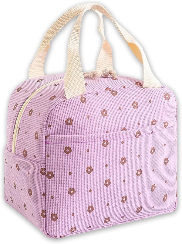 Purple Insulated Lunch Cooler Bag with Carrying Handle