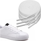 White flat laces - suitable for sports shoes, etc. White 120 cm 3 pairs