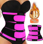 Women Sweat Reducer Training Belt - Sweatband - Waist Trainer - Slimming Belly Band - 3-Row Closure & Breathable Material - Extended Sizes (S to 6XL) - Red, 4XL