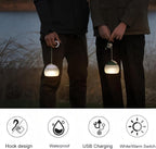 Night Light - Outdoor Camping Lamp - Atmospheric Decorative Lighting - Round Camping Lamp - 3 Brightness Levels - Hook Mount - Suitable for emergencies, tents, fishing, and other occasions. (White)