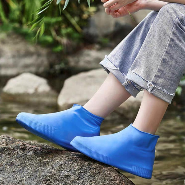 1 Pair - Waterproof Silicone Overshoes (Blue - Size L)