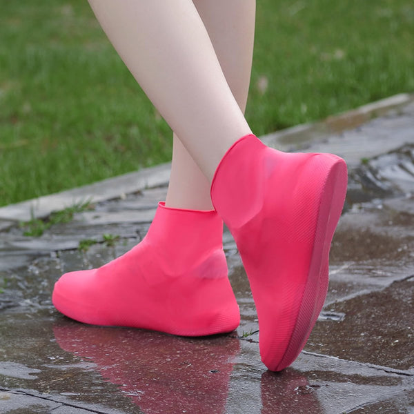 1 Pair - Waterproof Silicone Overshoes (Pink - Size M)