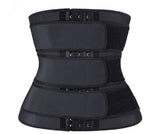 Women Sweat Reducer Training Belt - Sweatband - Waist Trainer - Slimming Belly Band - 3-Row Closure & Breathable Material - Extended Sizes (S to 6XL) - Black, L