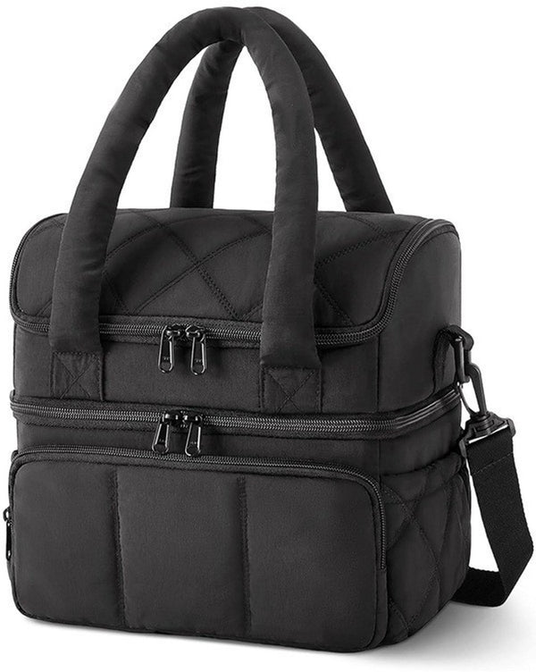 Black Insulated Lunch Cooler Bag for Work and Travel
