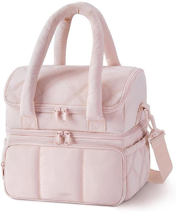 Pink Insulated Picnic Lunch Bag with Comfortable Carrying Handle