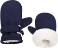 Children's ski gloves - Thick mittens with fleece lining - Windproof, heat-insulating, Velcro closure to prevent slipping - Navy blue